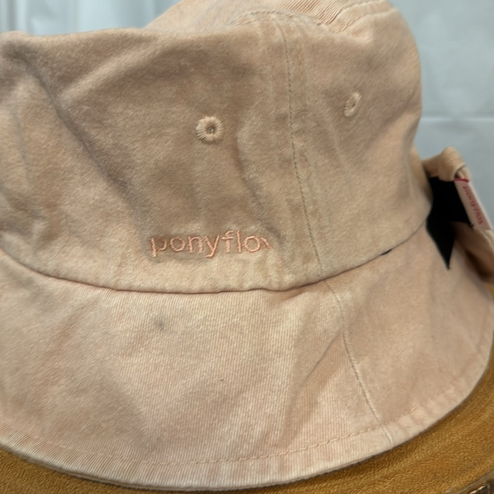 Ponyflo - Ponytail Bucket Hat - Adjustable - OS - Pink - Picture 3 of 6